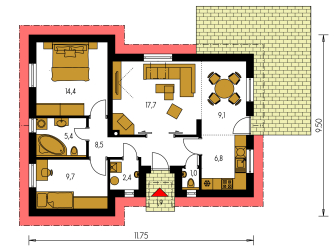 Floor plan of ground floor - BUNGALOW 26